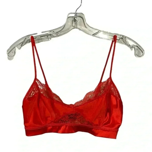 NWOT, ZARA, Satin Bralette With  Lace, Large, Red 🫦 - Picture 2 of 9